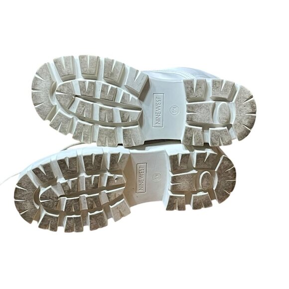 Nine West Womens White Chunky Lace-Up Combat Boots Size 9M - Picture 8 of 16